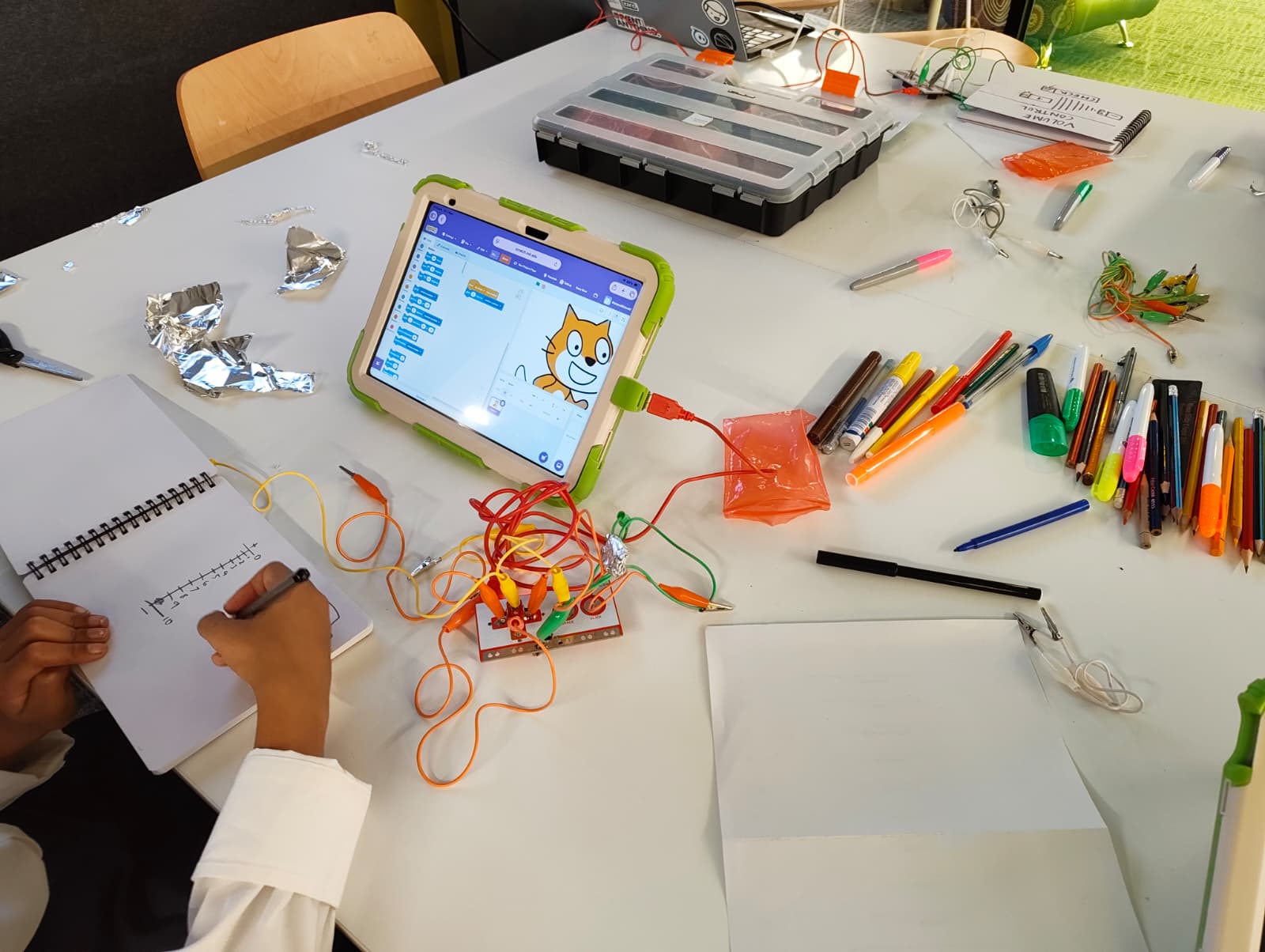Student working on interactive design project